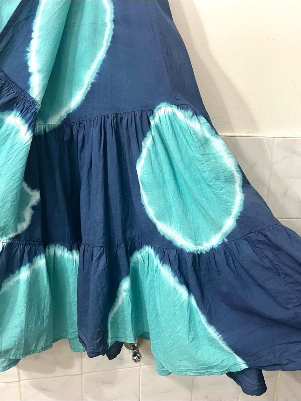 Matta NYC Tie Dye 100% Cotton Tiered Wrap Skirt S/M Boho Retro Resort Art Flowy - Picture 5 of 10